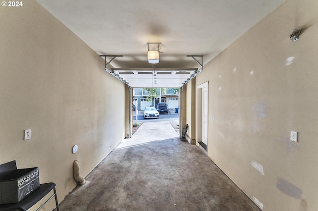 garage with a garage door opener