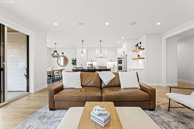 living room featuring light hardwood / wood-style flooring