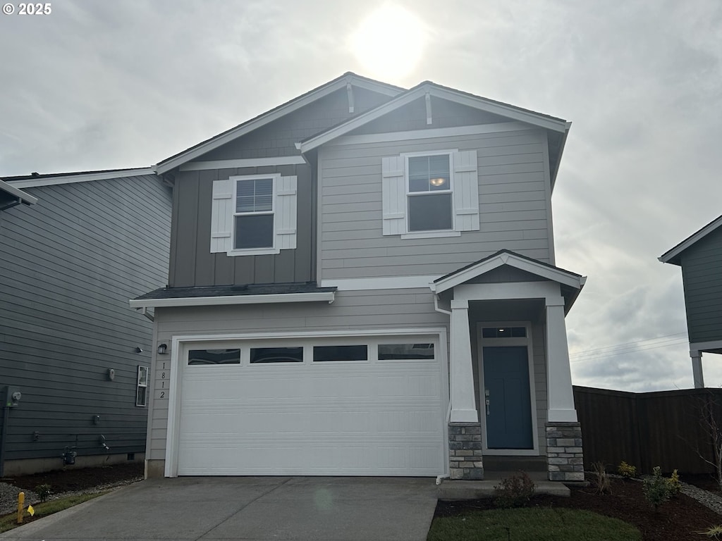 view of front of home with a garage