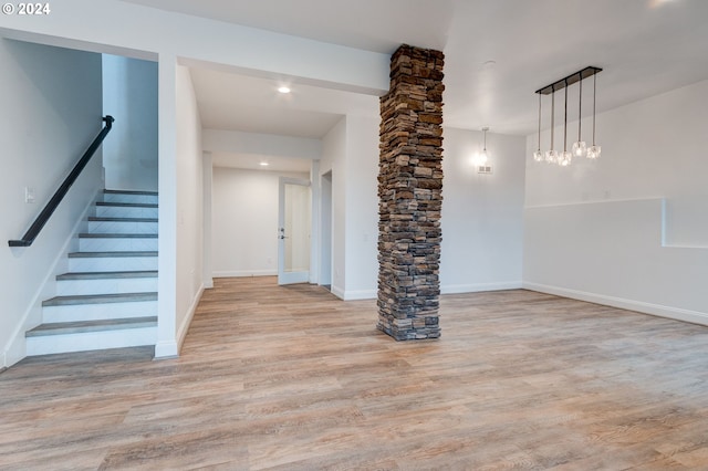 interior space with light hardwood / wood-style floors