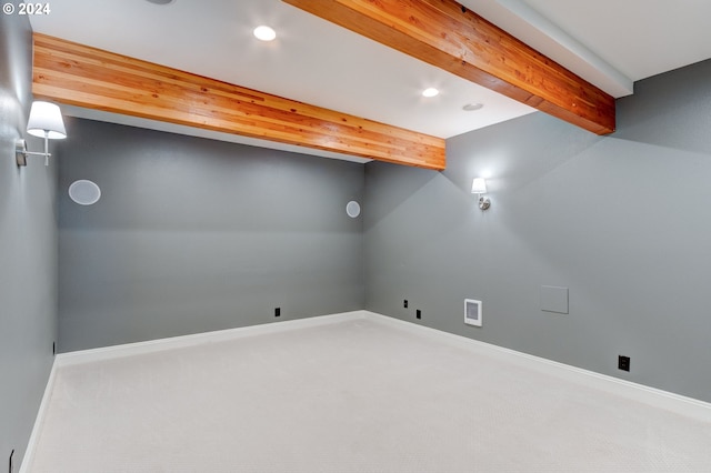 interior space featuring beamed ceiling