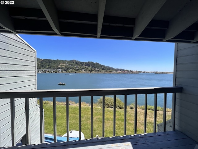 balcony with a water view