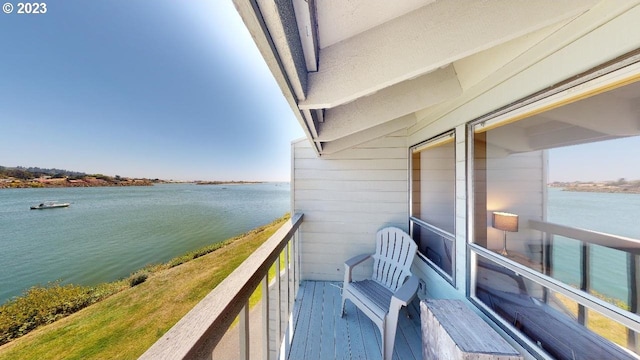 balcony with a water view