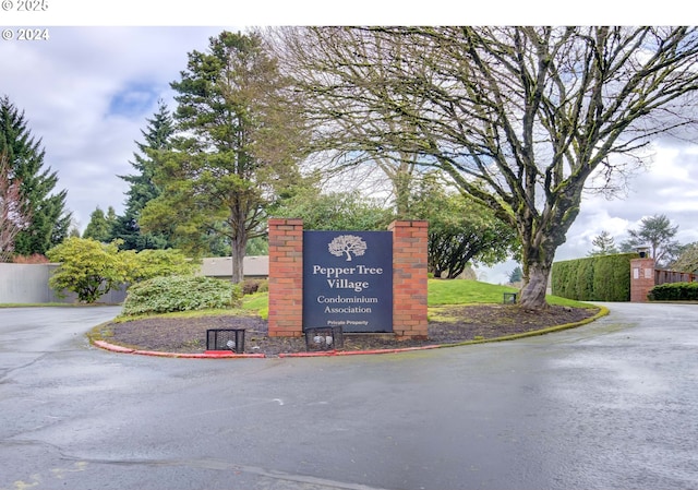 view of community sign