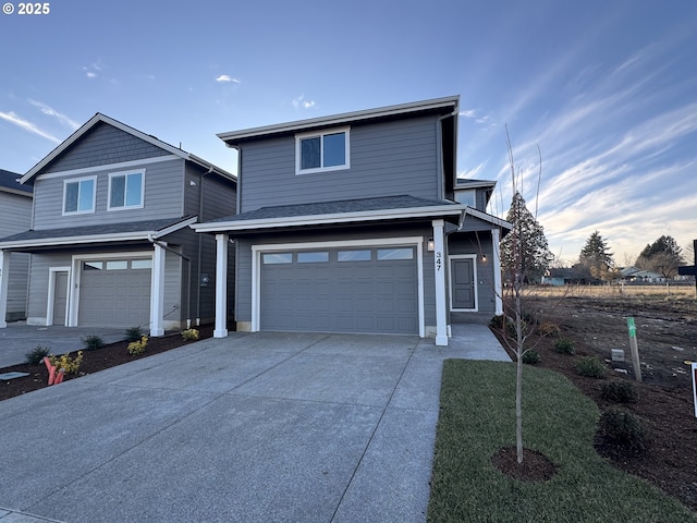 front facade with a garage