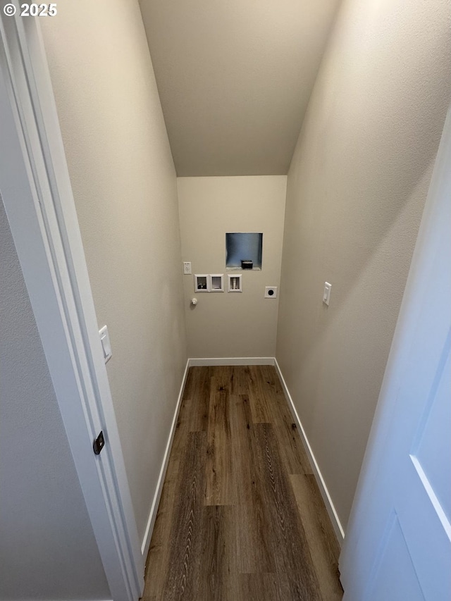 347 SE Shetterly Dr, Dallas, OR 97338 - washroom with hookup for an electric dryer, hookup for a washing machine, and hardwood / wood-style floors