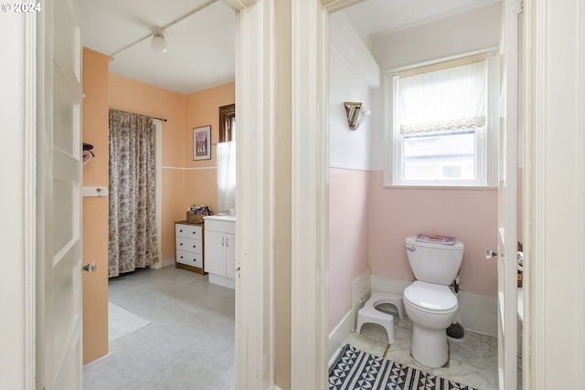 bathroom with vanity and toilet