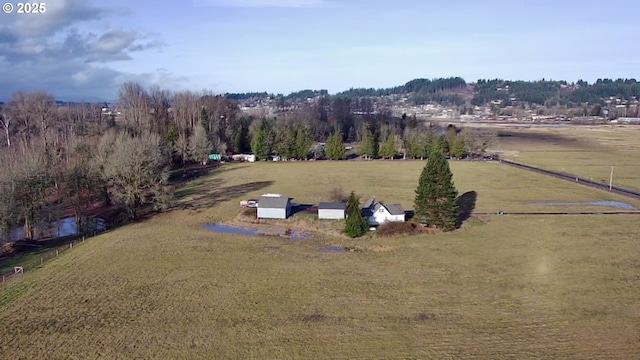 aerial view featuring a rural view