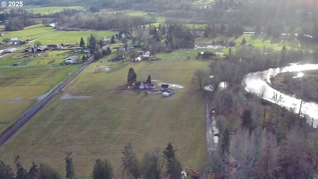 aerial view featuring a rural view