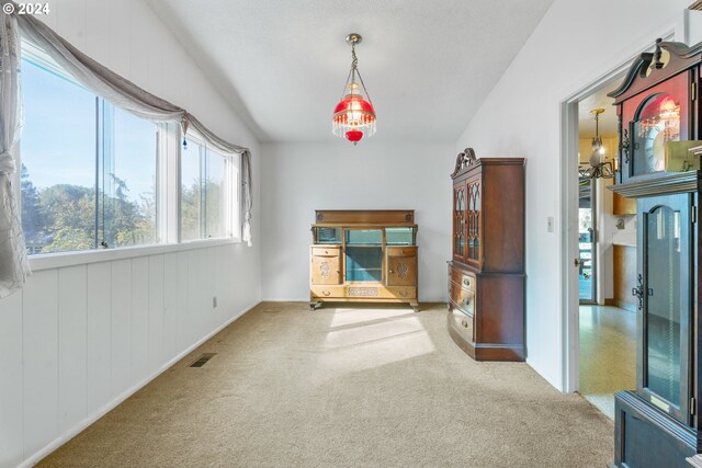 foyer with light carpet