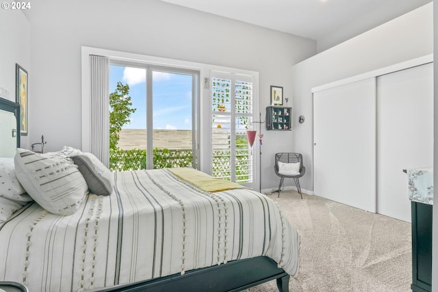 bedroom with carpet floors and a closet