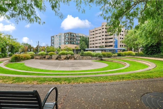 view of property's community with a yard