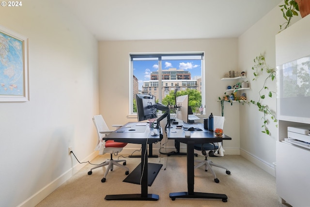 view of carpeted office space