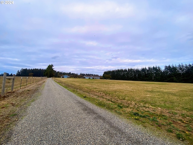 view of road featuring a rural view