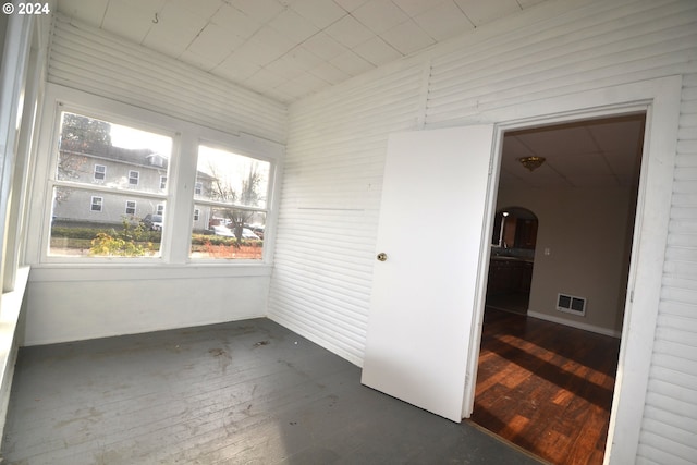 view of unfurnished sunroom