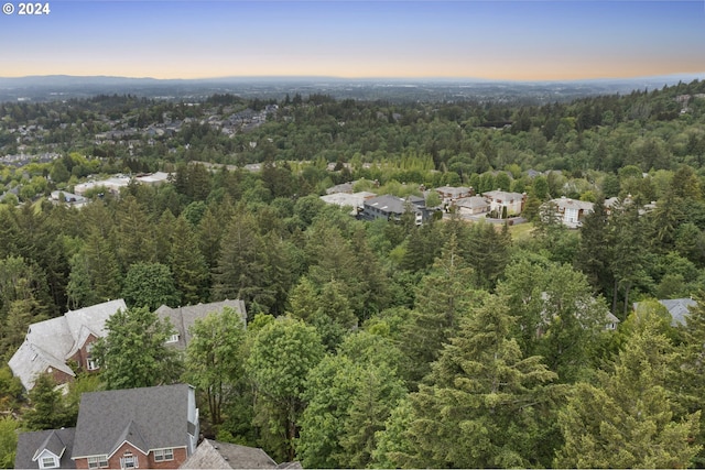 view of aerial view at dusk