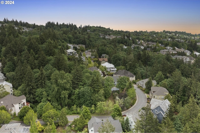 view of aerial view at dusk