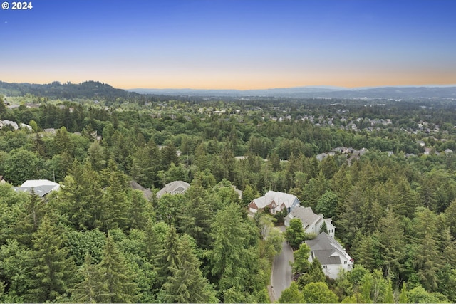 view of aerial view at dusk