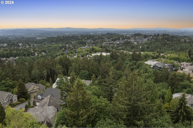 view of aerial view at dusk