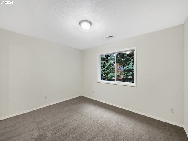 unfurnished room featuring a textured ceiling and carpet floors