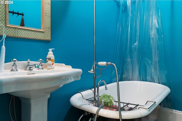 bathroom featuring a washtub and sink