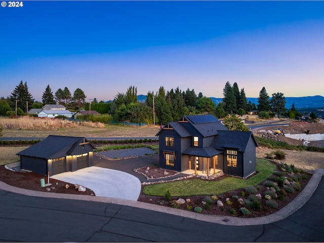 view of front of house with a mountain view