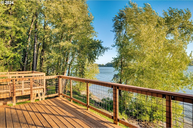 deck with a water view