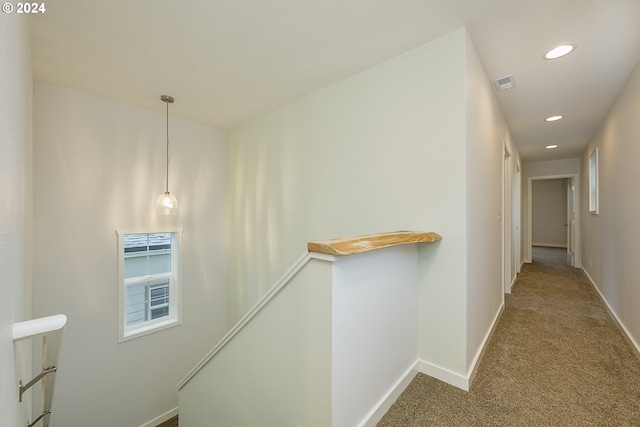 hallway featuring carpet flooring