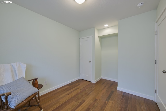 living area featuring dark wood-type flooring