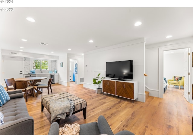 living room featuring light hardwood / wood-style floors