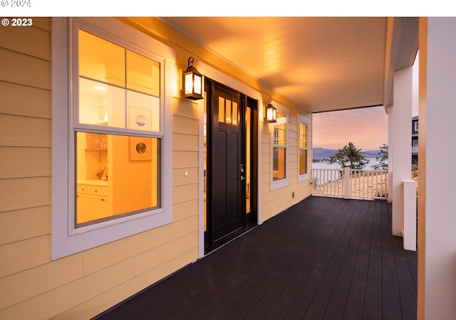 view of deck at dusk