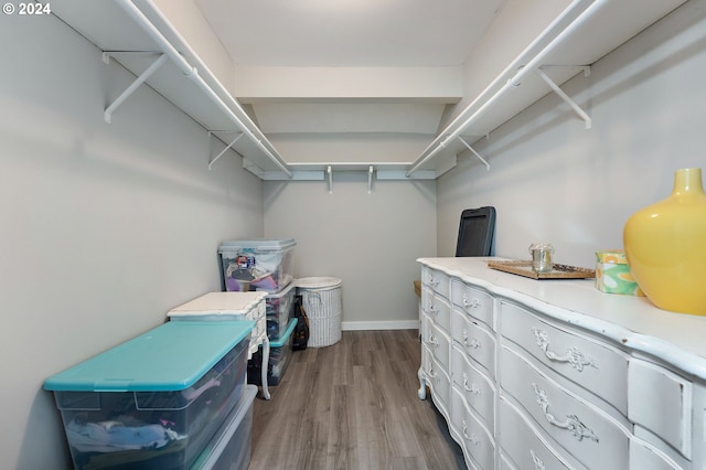 walk in closet featuring light wood-type flooring