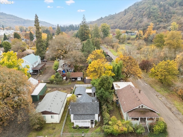 bird's eye view with a mountain view