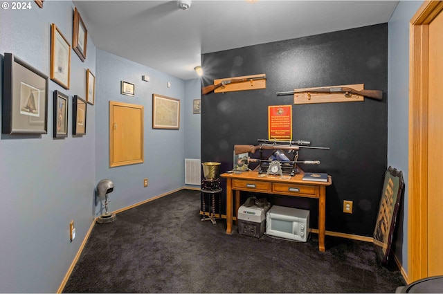 office space with dark carpet