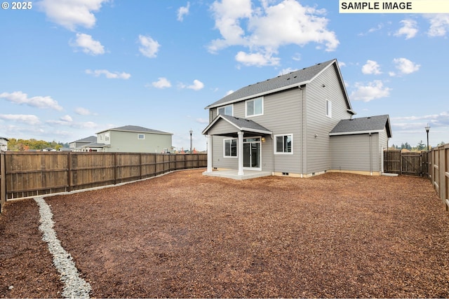 1376 NE Josephine Ct Unit 184, Estacada, OR 97023 - back of property featuring crawl space, a patio, and a fenced backyard