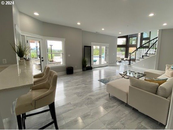 living room with french doors