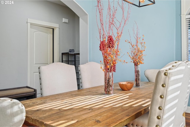 dining area featuring wood-type flooring