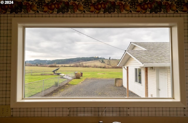 interior details featuring a rural view