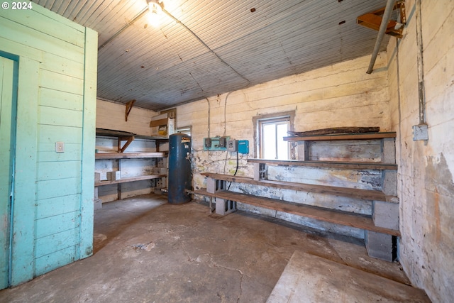 basement with water heater