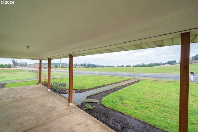 view of patio / terrace featuring a rural view