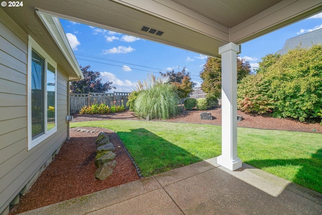 view of yard featuring a patio area