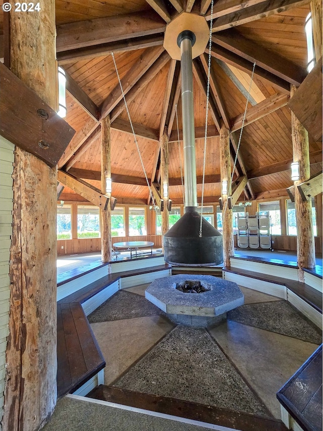 interior space with a fire pit