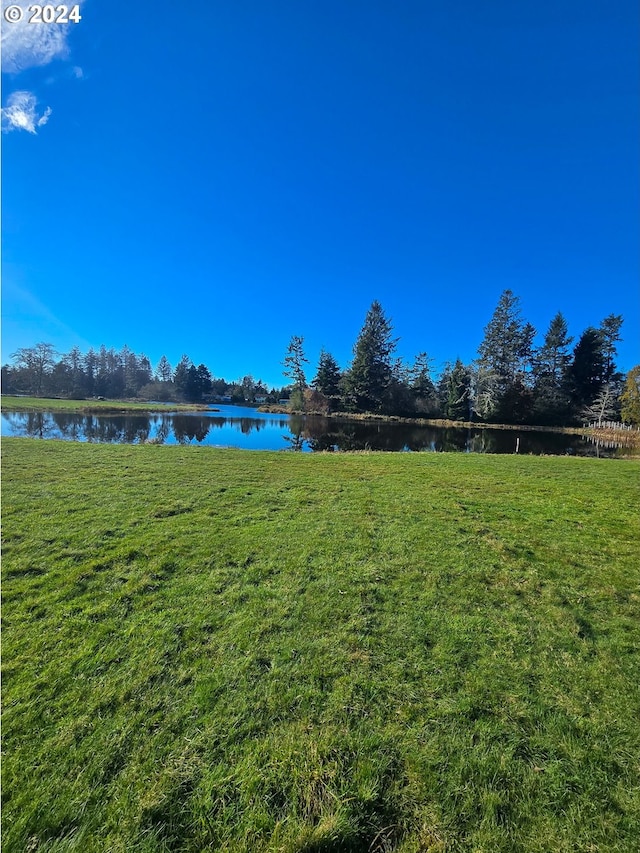 view of yard with a water view