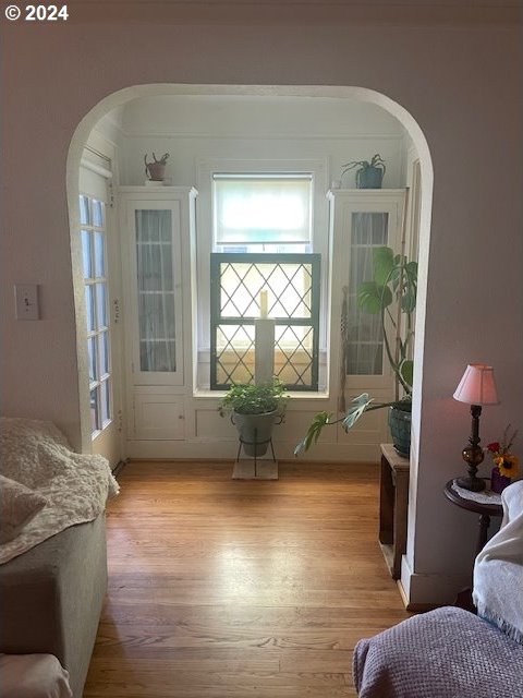 interior space with light hardwood / wood-style floors