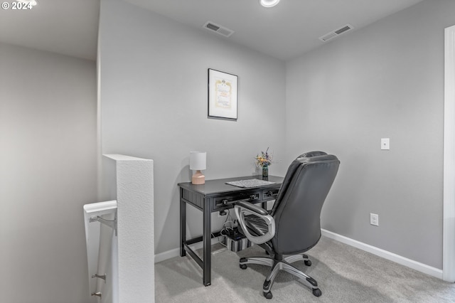 view of carpeted home office