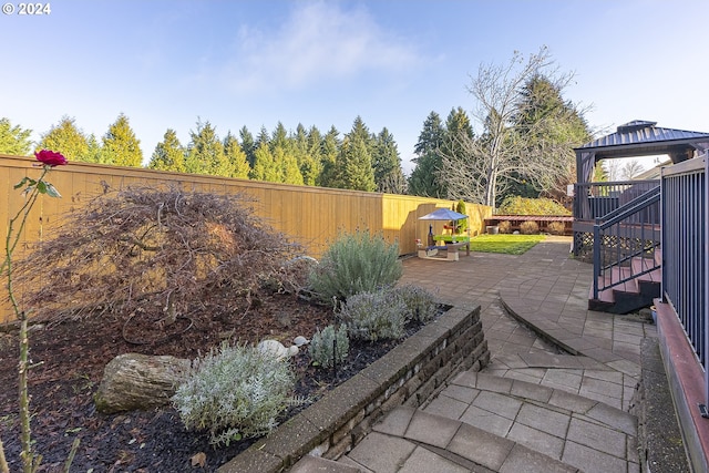 view of patio / terrace with a gazebo