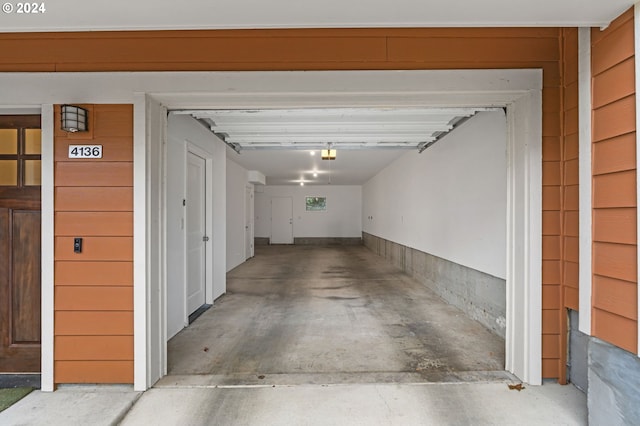 garage with a garage door opener