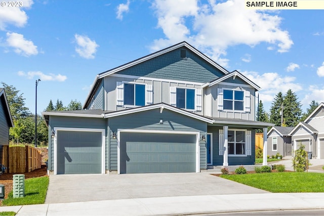 craftsman inspired home featuring a garage