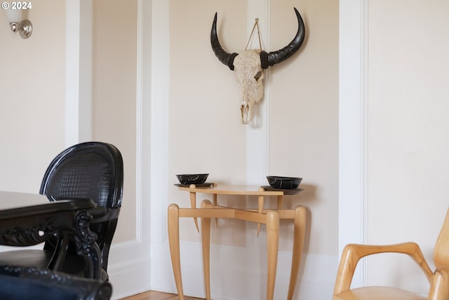 home office featuring hardwood / wood-style floors