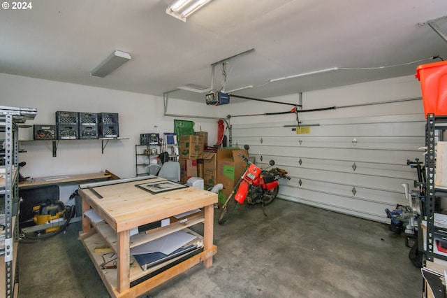 garage with a garage door opener